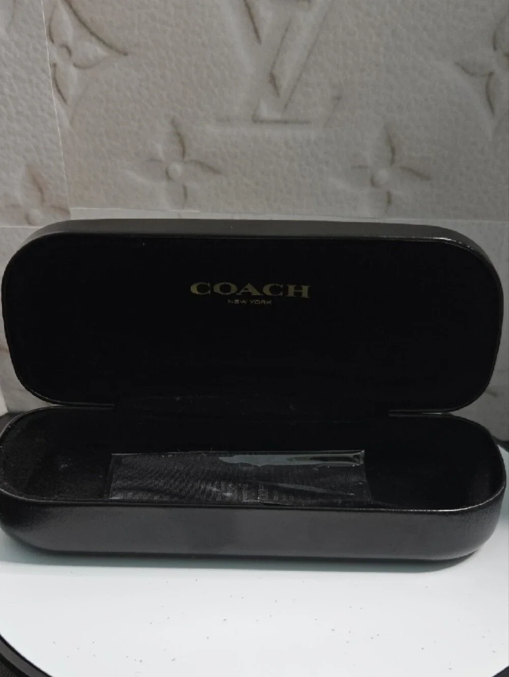 Coach Black Embossed Eyeglass Case